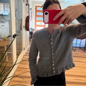 Zara Gray Women's Cardigan w Ruffle Detail